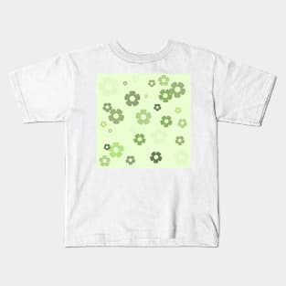 Retro Flowers Green Kids T-Shirt